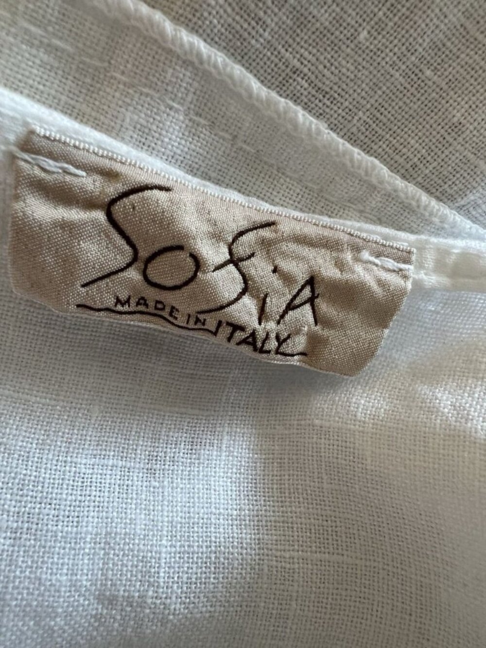 Sofia Made in Italy 100% Linen Oversized Boxy Top White Lagenlook 1X OS - Picture 9 of 10